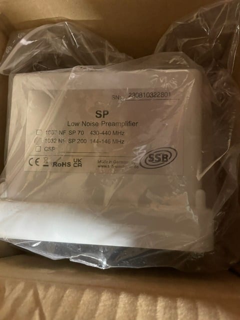 SSB Electronic 1032-NF 2 m preamp in protective wrapping