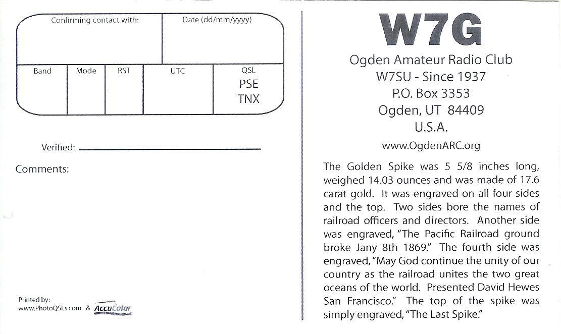 Golden Spike Special Event Station (W7G) - May 2014 — photograph 2